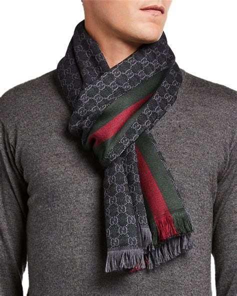 mens white gucci scarf|Gucci scarf with fur trim.